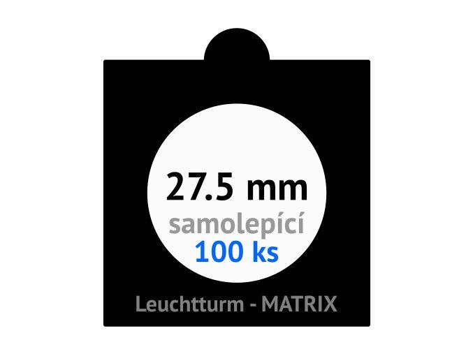 matrix cerne samolepici mincovni ramecky na mince prumer 27 5 mm baleni 100 ks 5x5 cm leuchtturm 361064