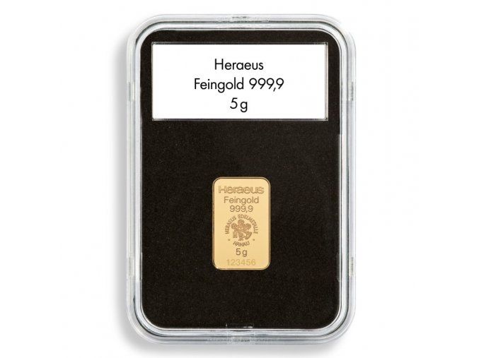 quickslab Goldbar slabs obdelnikove kapsle na zlate slitky Heraeus 1g 5g 10g 1oz 50g s cernou vlozkou s vyrezem a kartickou na popisky leuchtturm 367872 lighthouse