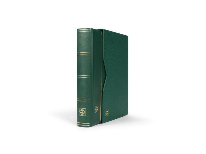 zelene album na znamky premium zasobnik s 64 cernymi listy s kazetou leuchtturm 371803
