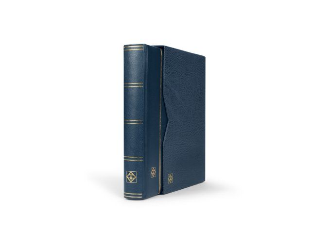 modre album na znamky premium zasobnik s 64 cernymi listy s kazetou leuchtturm 371805