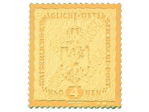 zlata nejvzacnejsi ceskoslovenska znamka 4 kronen prevraceny pretisk posta ceskoslovenska 1919 au mincovna kremnica stefan novotny