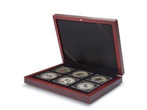 volterra 6 quadrum mincovni drevena etue na sadu 6 minci krabicka na sady minci kazeta na 6 ctvercovych kapsli quadrum 50x50mm leuchtturm 339052