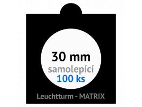 matrix cerne samolepici mincovni ramecky na mince prumer 30 mm baleni 100 ks 5x5 cm leuchtturm 361065