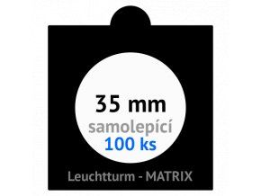 matrix cerne samolepici mincovni ramecky na mince prumer 35 mm baleni 100 ks 5x5 cm leuchtturm 361067