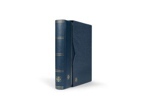 modre album na znamky premium zasobnik s 64 cernymi listy s kazetou leuchtturm 371805