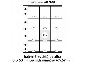 pruhledne albove listy grande xl mincovni ramecky na mince obal do alba 67x67 mm baleni 5 ks bile mezilisty leuchtturm 326120 lighthouse
