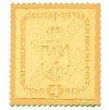 zlata nejvzacnejsi ceskoslovenska znamka 4 kronen prevraceny pretisk posta ceskoslovenska 1919 au mincovna kremnica stefan novotny