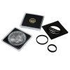 univerzalni quadrum klasicke hranate kapsle na mince o prumeru 16 az 41 mm ctvercove bublinky s cernou vlozkou s nastavitelnym prumerem vyrezu vyndavatelne distancni krouzky leuchtturm 369196